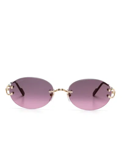 Cartier Oval-frame Sunglasses In Gold
