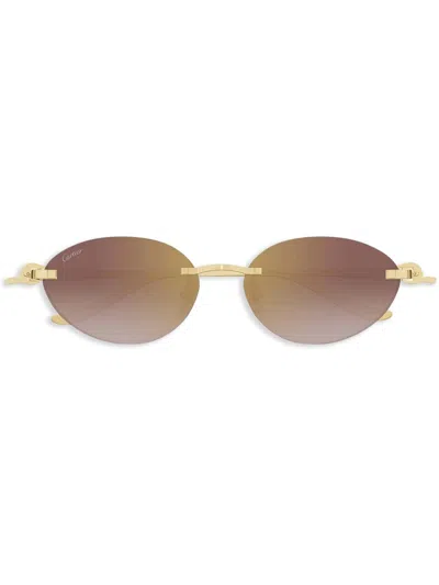 Cartier Oval Frame Sunglasses In Gold