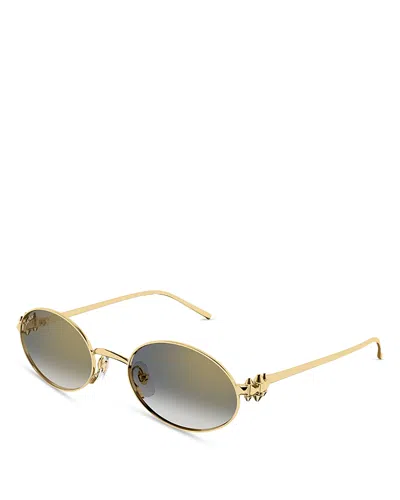 Cartier Oval Sunglasses, 52mm In Gold