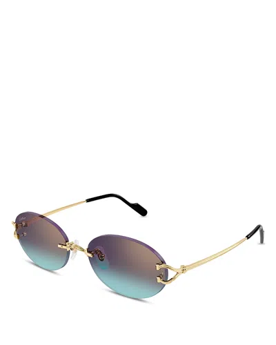 Cartier Women's C Decor 55mm 24k-gold-plated Oval Sunglasses
