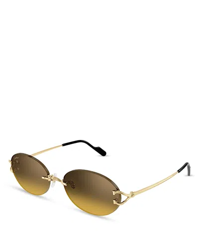 Cartier Oval Sunglasses, 55mm In Gold