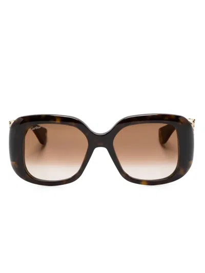 Cartier Sonnenbrille Mit Oversized-gestell In Brown