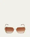 Cartier Oversized Rectangle Metal Sunglasses In Smooth Golden