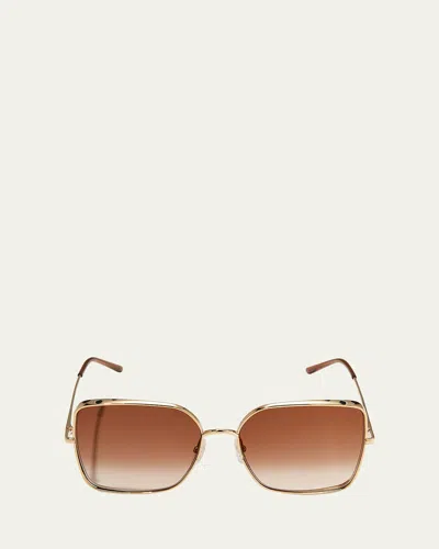 Cartier Oversized Rectangle Metal Sunglasses In Smooth Golden