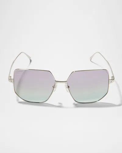 Cartier Oversized Square Metal Sunglasses In Blue