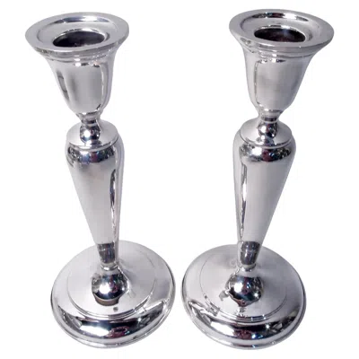 Pre-owned Cartier Pair Of  Traditional Colonial Sterling Silver Candlesticks