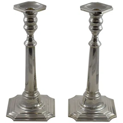 Pre-owned Cartier Pair Of Georgian Style Sterling Silver Candlesticks By