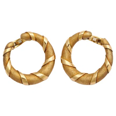 Pre-owned Cartier Pair Of Vintage  Paris Two-color Gold Hoop Earrings In Multi