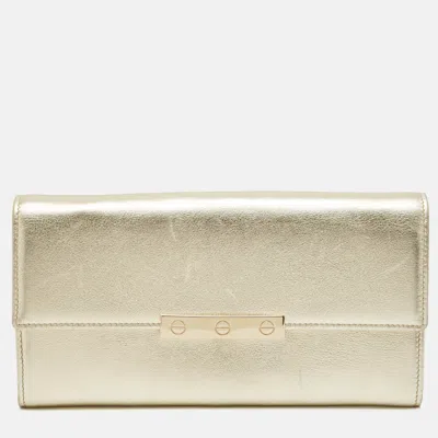 Pre-owned Cartier Pale Gold Leather Love Continental Wallet
