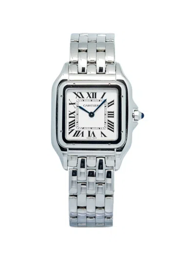 Pre-owned Cartier Panther 31mm Square Watch In White