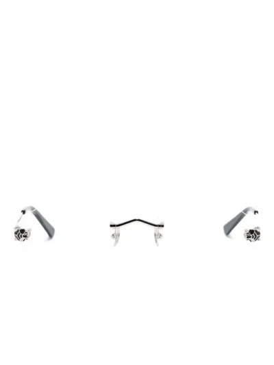 Cartier Panther Head-detail Rimless Glasses In Gray
