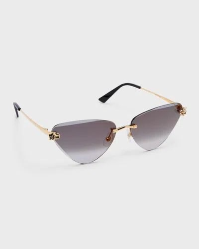 Cartier Panther Metal Cat-eye Sunglasses In Brown