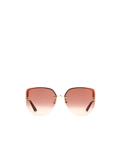 Cartier Panther-plaque Butterfly-frame Sunglasses In Pink