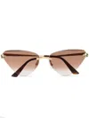 Cartier Panther-plaque Cat-eye Sunglasses In 褐色