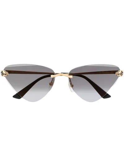 Cartier Cat-eye Sunglasses In Gold-gold-grey
