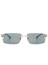 Cartier Gold-tone Ct0430s Rectangle-frame Sunglasses In 001 Gold-gold-grey