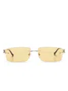 Cartier Gold-tone Panther Rectangle Sunglasses In Gold