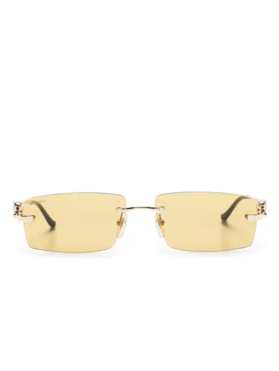 Cartier Gold-tone Panther Rectangle Sunglasses