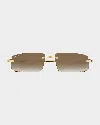 Cartier Panther Rimless Rectangle Metal Sunglasses In Gold