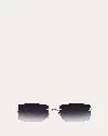 Cartier Panther Rimless Rectangle Metal Sunglasses In Smooth Platinum Finish