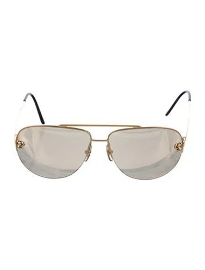 Pre-owned Cartier Panthère Aviator Sunglasses In Gold