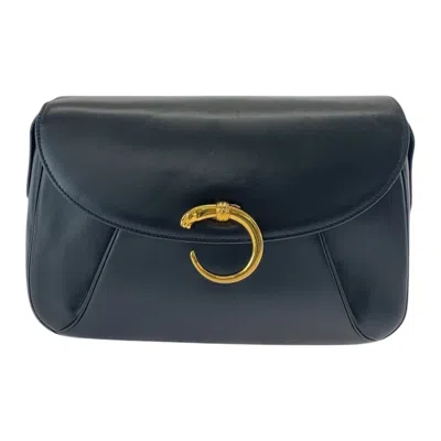 Pre-owned Cartier Panthère Black Leather Shoulder Bag ()