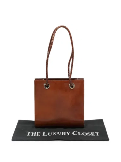 Pre-owned Cartier Panthère Braided Handle Tote Bag In Brown