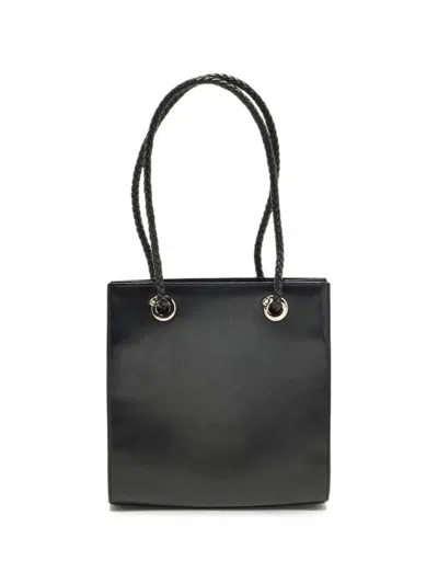 Pre-owned Cartier Panthère Braided-handle Shoulder Bag In Black
