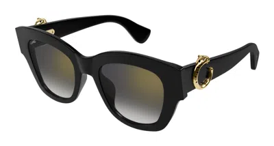 Cartier Panthere C Grey Cat Eye Ladies Sunglasses Ct0547s 001 52 In Purple