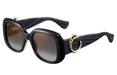 Cartier Panthere C Grey Square Ladies Sunglasses Ct0471s 003 54 In Black