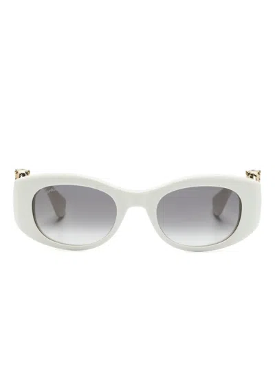 Cartier Panthère C Rectangle-frame Sunglasses In 白色