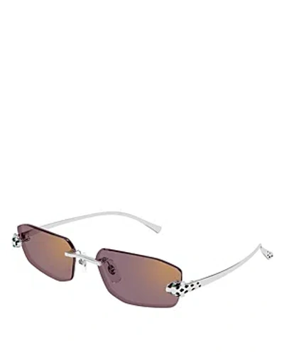 Cartier Panthere Classic 24 Carat Platinum Plated Rimless Geometrical Sunglasses, 56mm In Multi