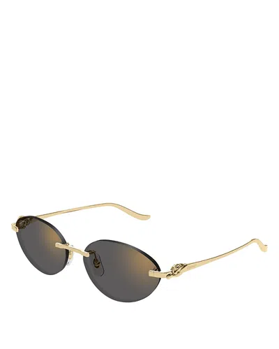 Cartier Panthere Classic Oval Sunglasses, 58mm In Brown