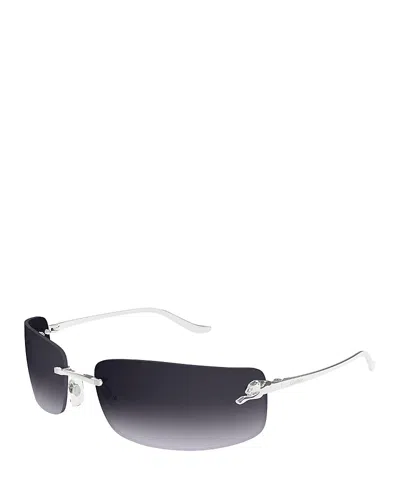 Cartier Panthere Classic Platinum Plated Rectangular Sunglasses, 71mm In Gold