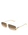 Cartier Panther Rimless Rectangle Metal Sunglasses In Gold/brown Gradient
