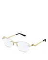 Cartier Panthere Classic Rimless Rectangular Eyeglasses, 57mm In Gold