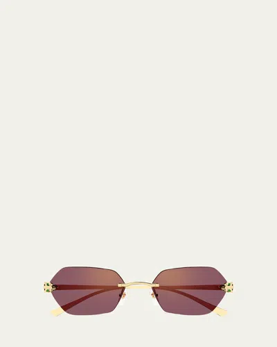 Cartier Panthère De  55mm Geometric Sunglasses In Gold