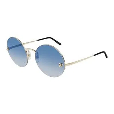 Cartier Panthere De  Blue Round Ladies Sunglasses Ct0022s 007 58