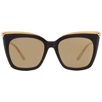 Pre-owned Cartier Panthere De  Bronze Butterfly Ladies Sunglasses Ct0030s 001 53 In Brown