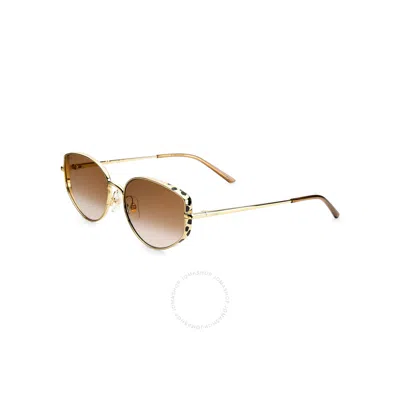 Cartier Panthere De  Brown Cat Eye Ladies Sunglasses Ct0300s 002 58 In Neutral