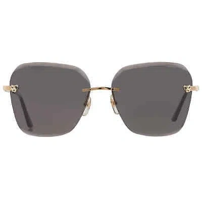 Pre-owned Cartier Panthere De  Brown Gradient Butterfly Ladies Sunglasses Ct0147s In Gray