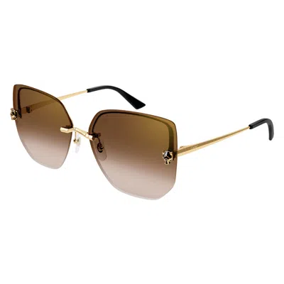 Cartier Panthere De  Brown Multi Treatment Butterfly Ladies Sunglasses Ct0432s 002 63