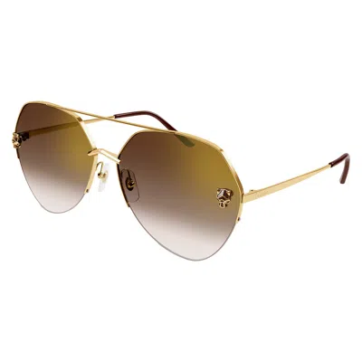 Cartier Panthere De  Brown Multi Treatment Pilot Ladies Sunglasses Ct0355s 002 64