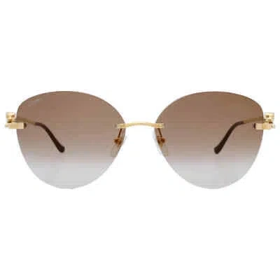 Pre-owned Cartier Panthere De  Brown Multilayer Butterfly Ladies Sunglasses Ct0269s