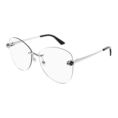 Cartier Panthere De  Demo Butterfly Ladies Eyeglasses Ct0418o 002 58 In Gray