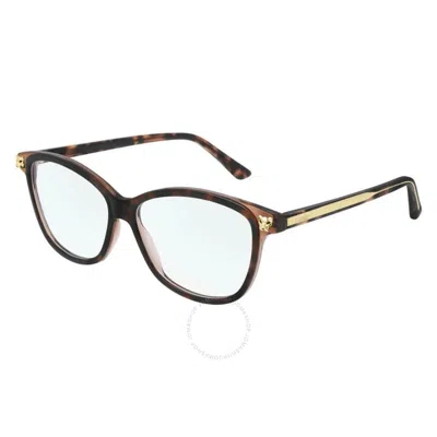 Cartier Panthere De  Demo Cat Eye Ladies Eyeglasses Ct0207o 002 55 In Brown