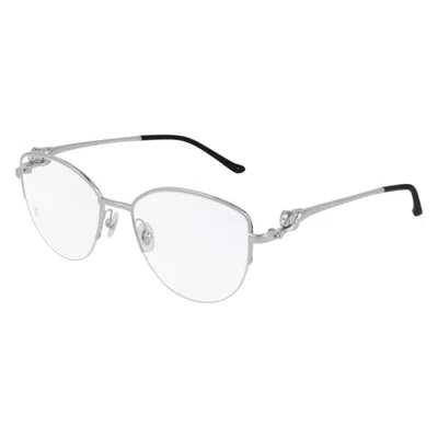 Cartier Panthere De  Demo Cat Eye Ladies Eyeglasses Ct0280o 002 55 In Gray