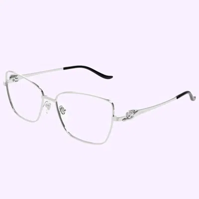 Cartier Panthere De  Demo Cat Eye Ladies Eyeglasses Ct0523o 002 55 In Transparent