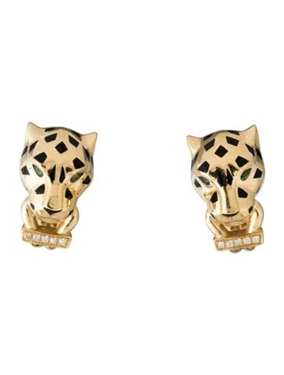 Pre-owned Cartier Panthere De  Earrings, Diamonds In Black