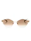 Cartier Geometric Frame Sunglasses In Gold